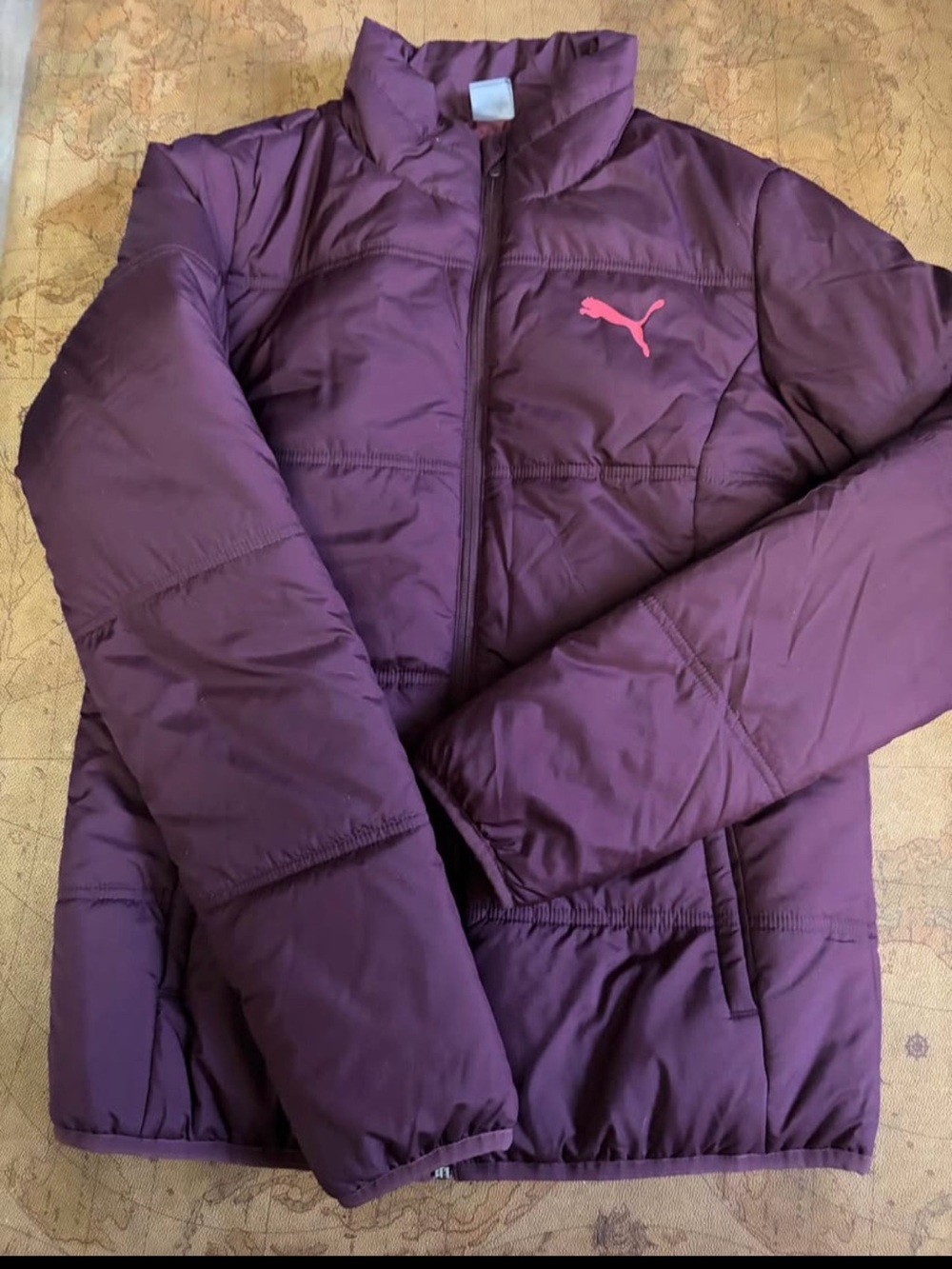 Puma Women's Plum Quilted Puffer Jacket with Pink Logo